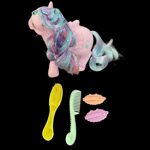 My Little Pony Brilliant Bloom w/ Brush Comb & 2 I Luv You Barrettes MLP READ - Picture 1 of 16
